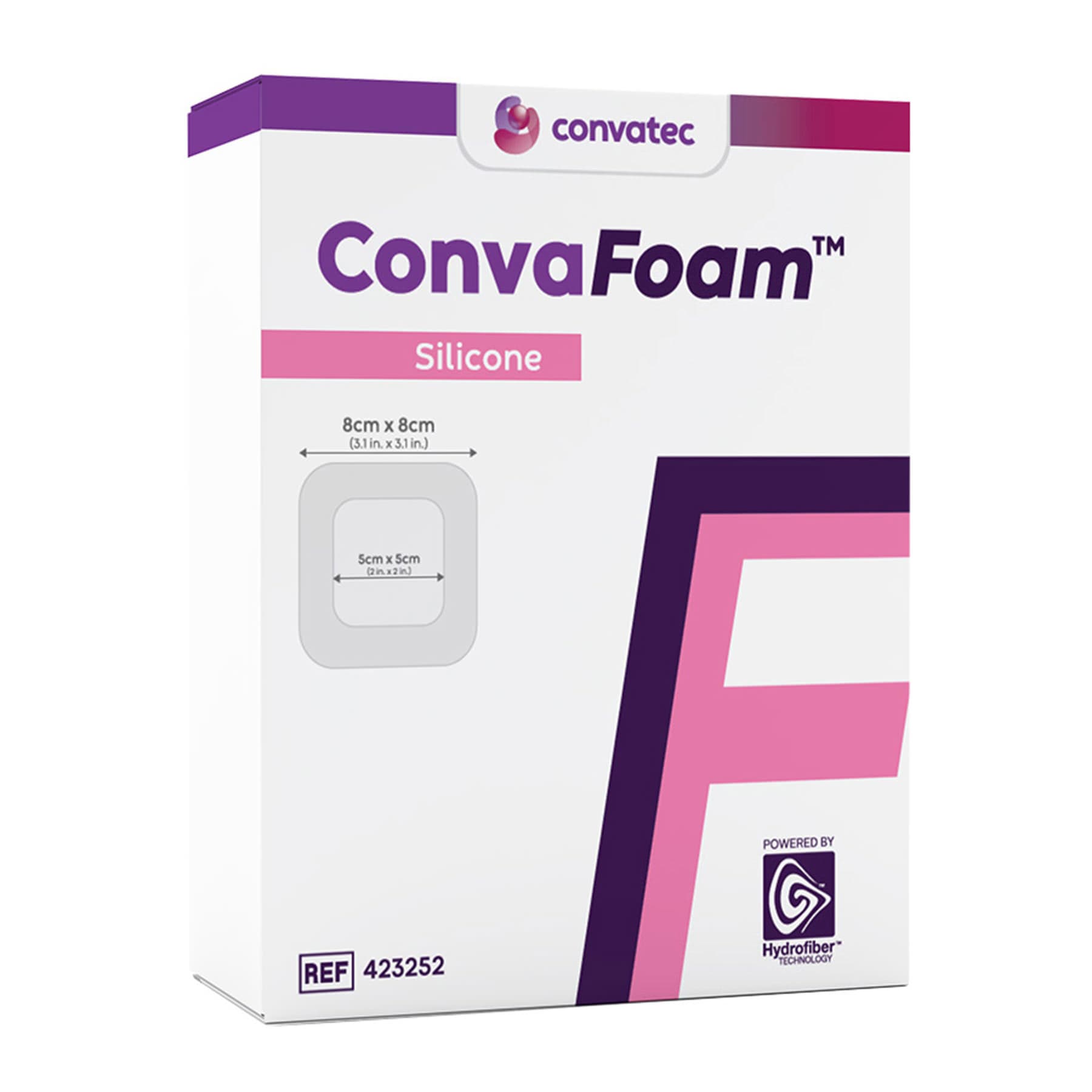ConvaFoam Adhesive Silicone Hydrofiber Foam Dressing, 3" x 3" - Image 1