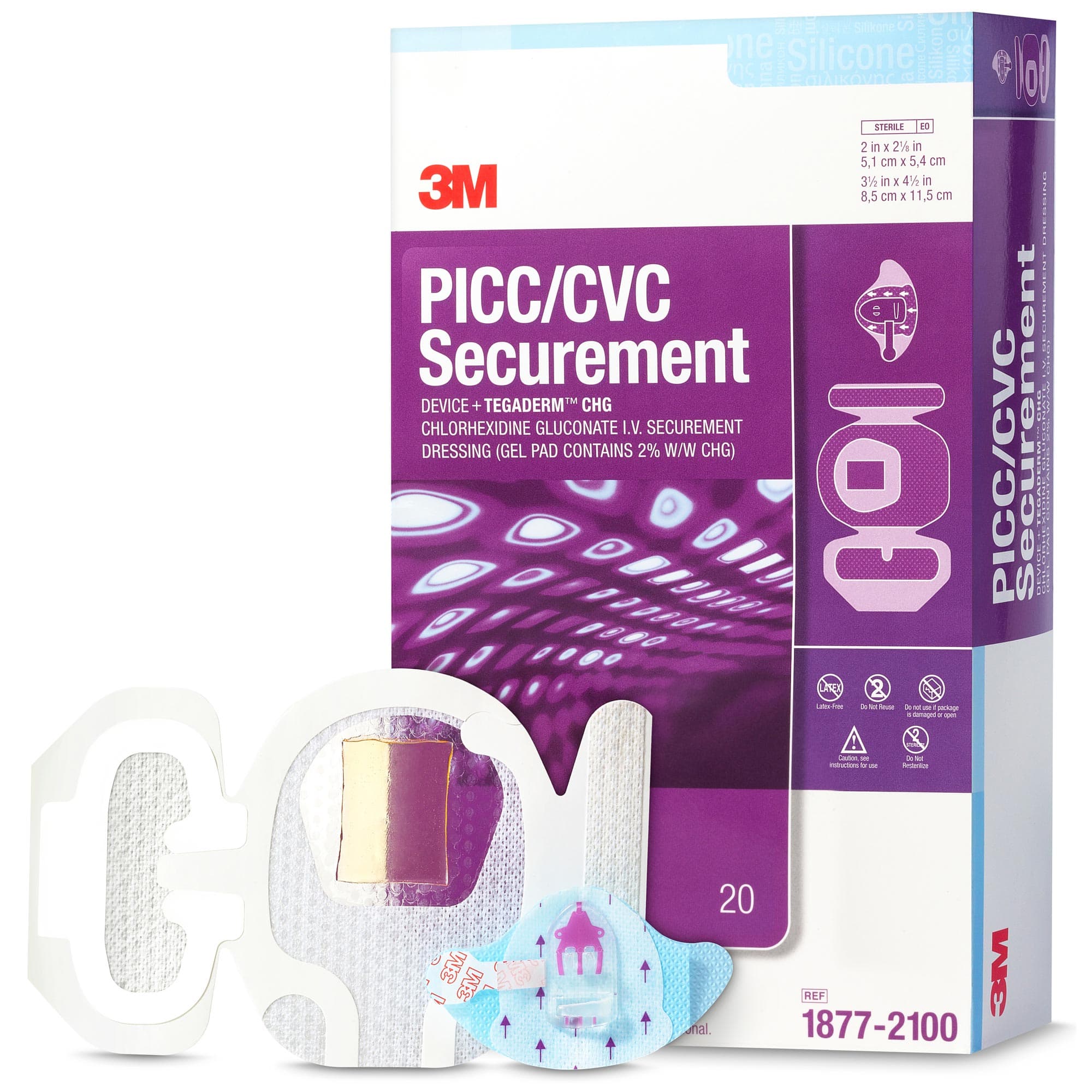3M PICC-CVC Securement Device and Tegaderm CHG IV Securement Dressing, 3.5 x 4.5 Inch - Case of 80 - Image 1