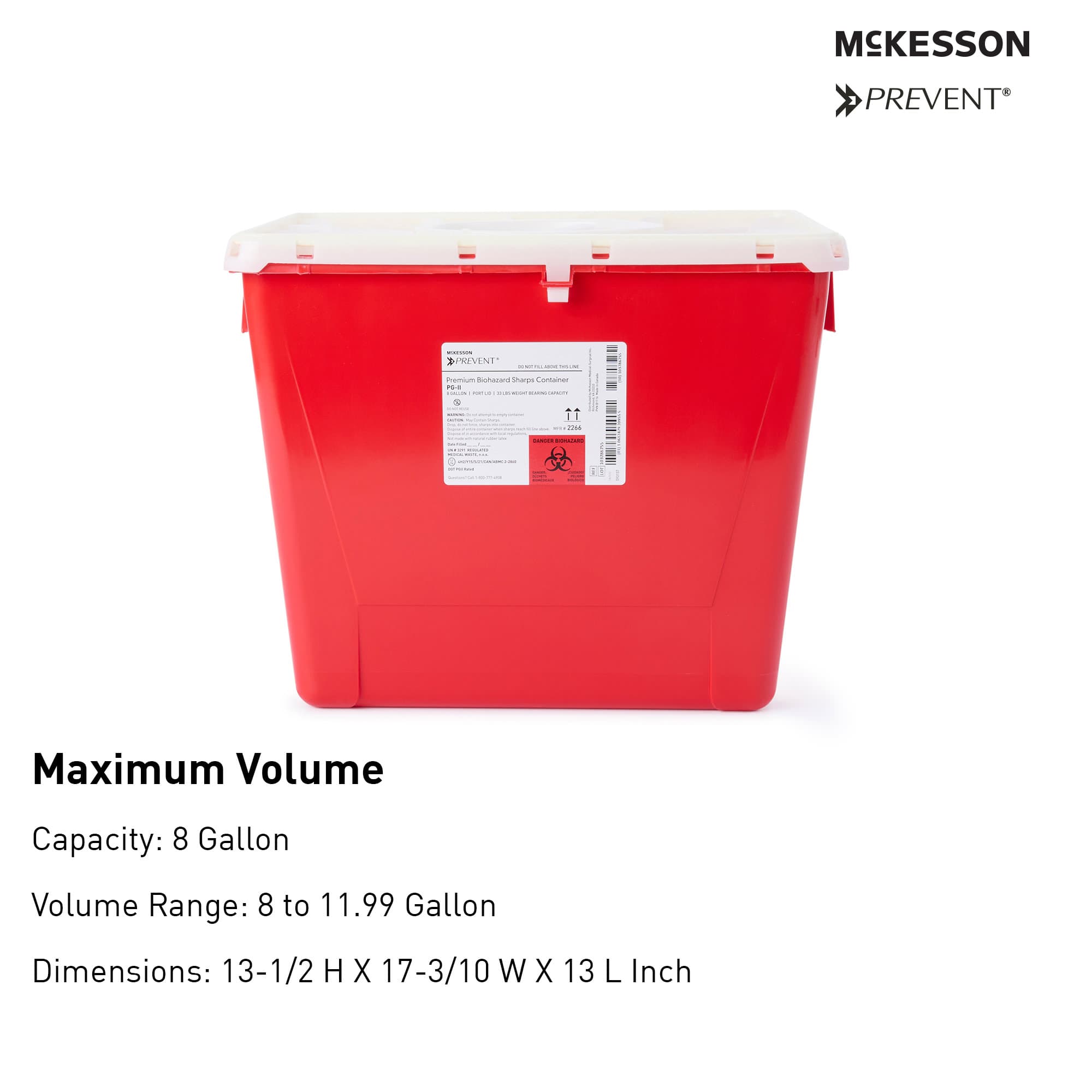 McKesson Prevent Polypropylene Sharps Container, 8 Gallon - Case of 9 - Image 1