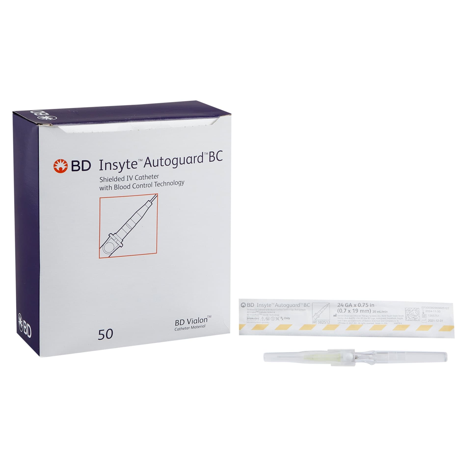 BD Insyte Autoguard BC Peripheral IV Catheter with Straight Hub