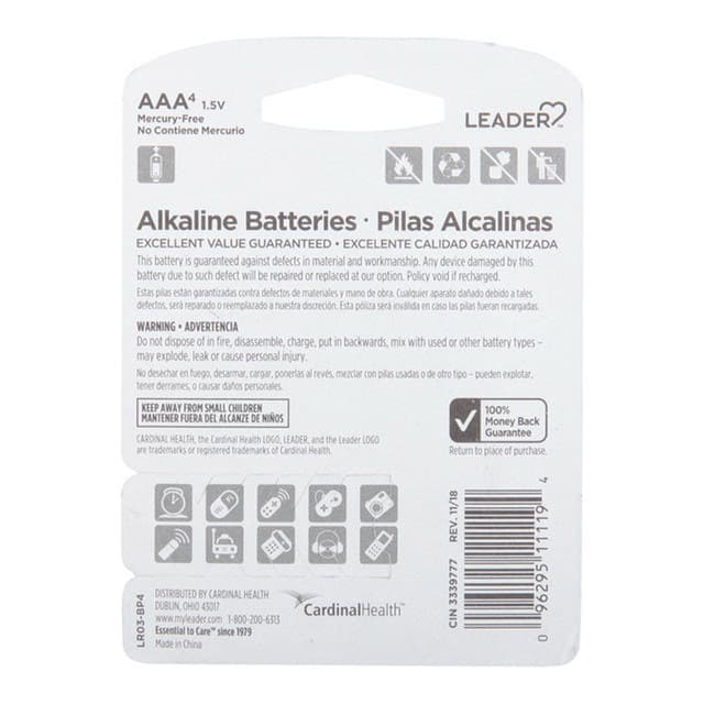 Leader Batteries, Alkaline Aaa, 1.5 Volt - Pack of 4 - Image 2