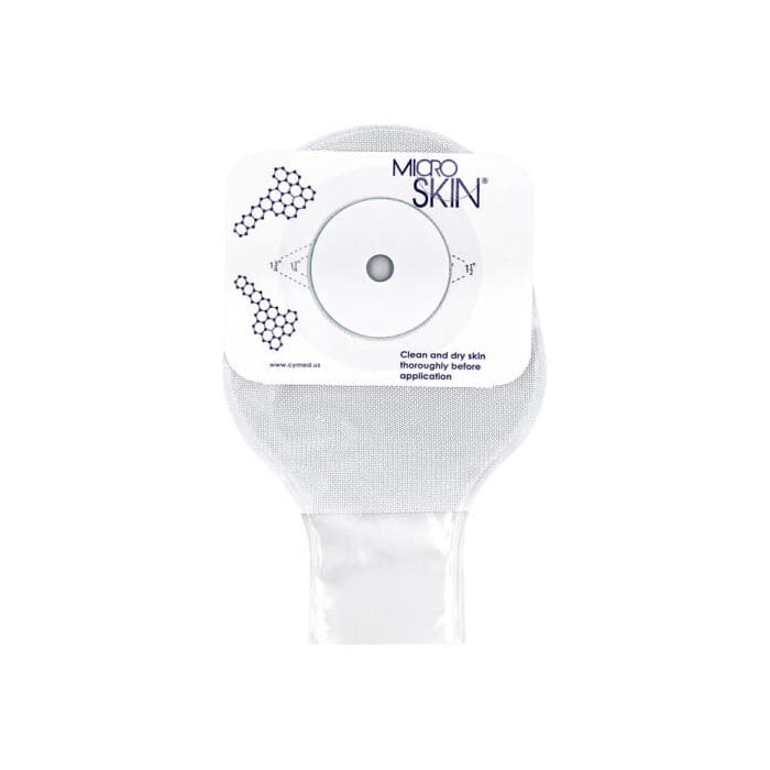 Cymed 1-Piece 9" Drainable Colostomy Pouch with Thin Washer, 1-1/2 Inch Clear - Box of 10 - Image 1