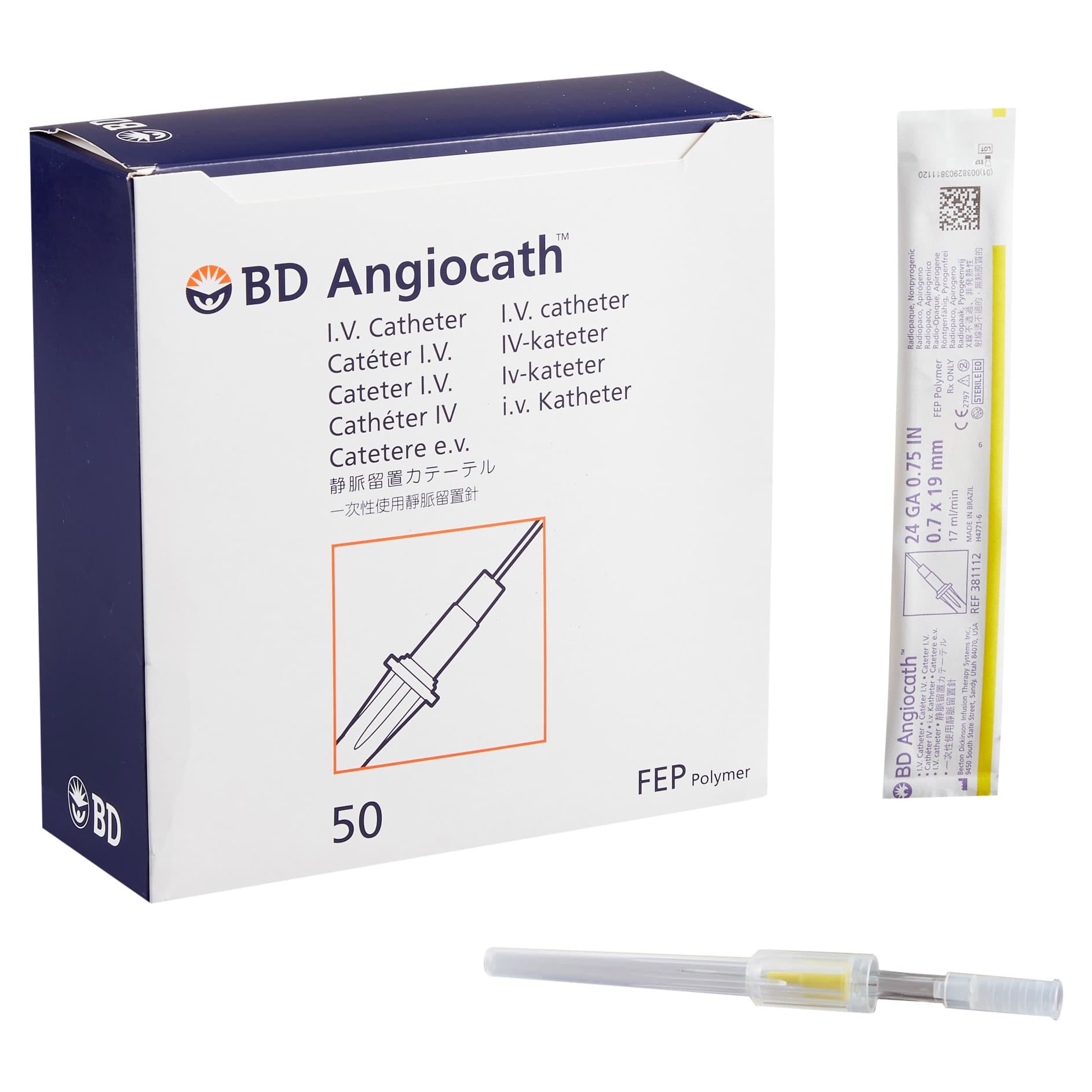 BD Angiocath Peripheral IV Catheter, Straight Hub