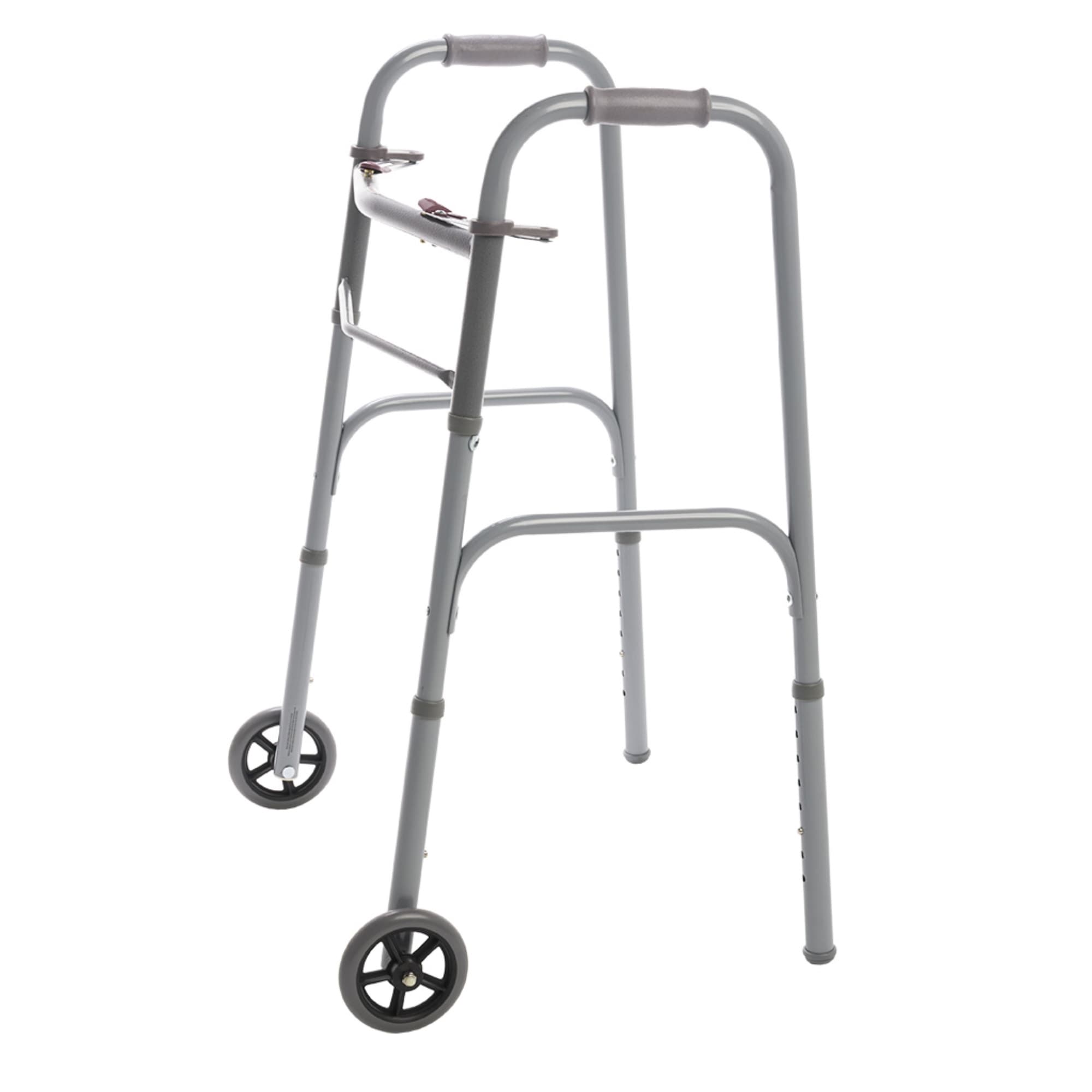 Lumex Two Button Folding Walker with Wheels - Case of 4 - Image 3