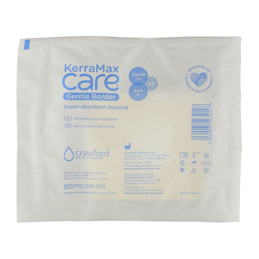 KerraMax Care Gentle Border Super Absorbent Dressing, 4 x 4 Inch - Image 1