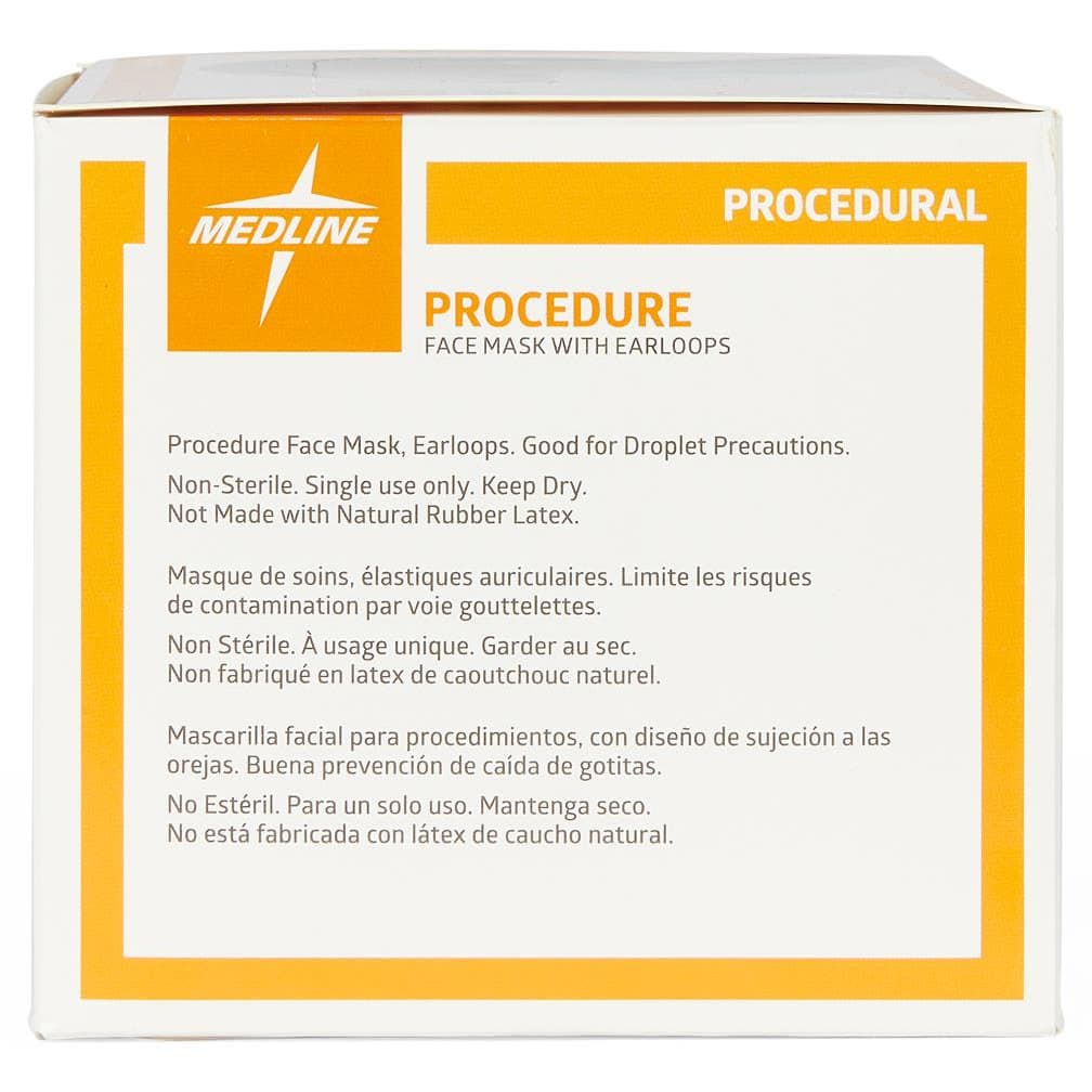 Medline ASTM Level 1 Procedure Face Mask with Ear Loops, Blue - Image 2