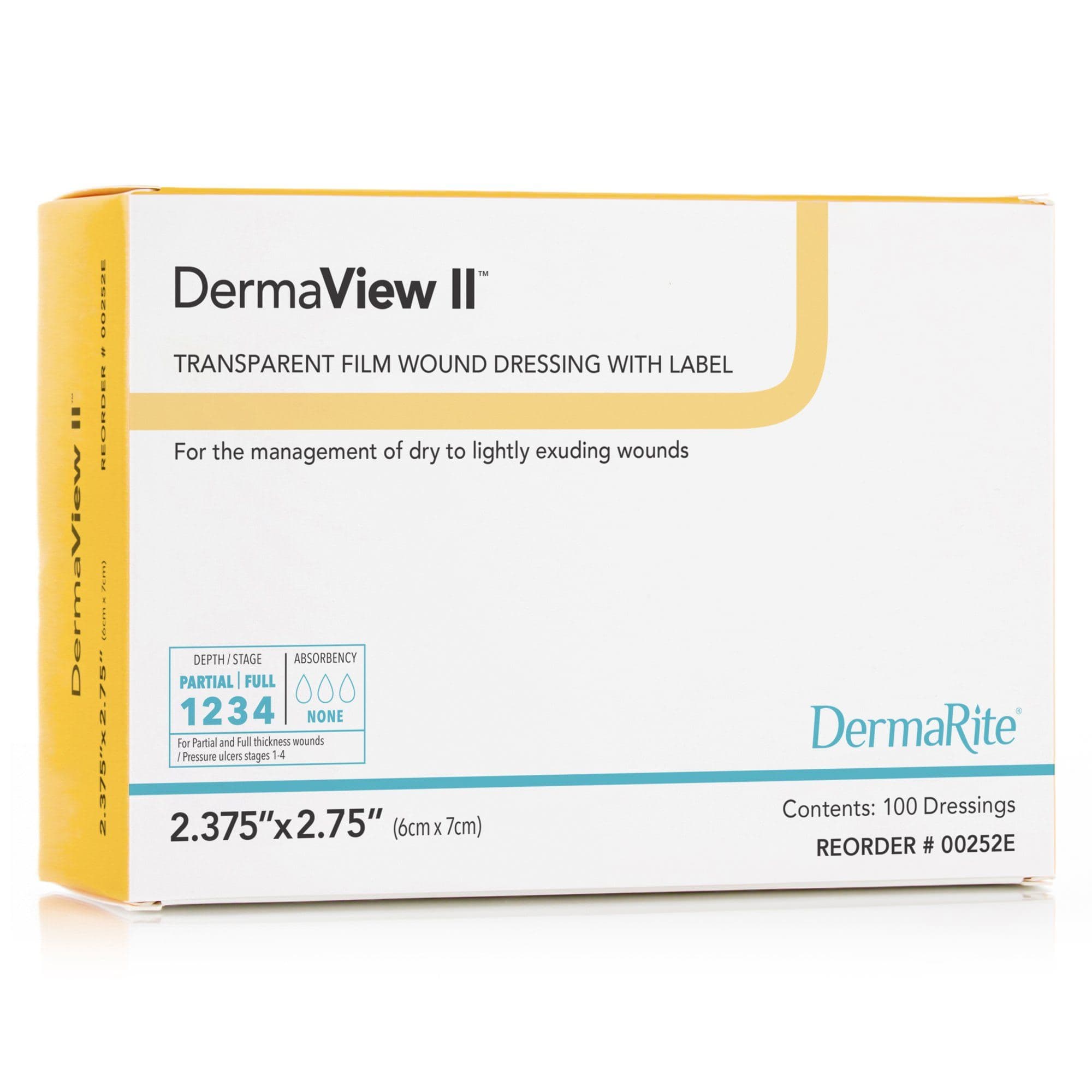 DermaView II Transparent Adhesive Film Wound Dressing With Label, 2.375 x 2.75 Inch - Box of 100 - Image 1