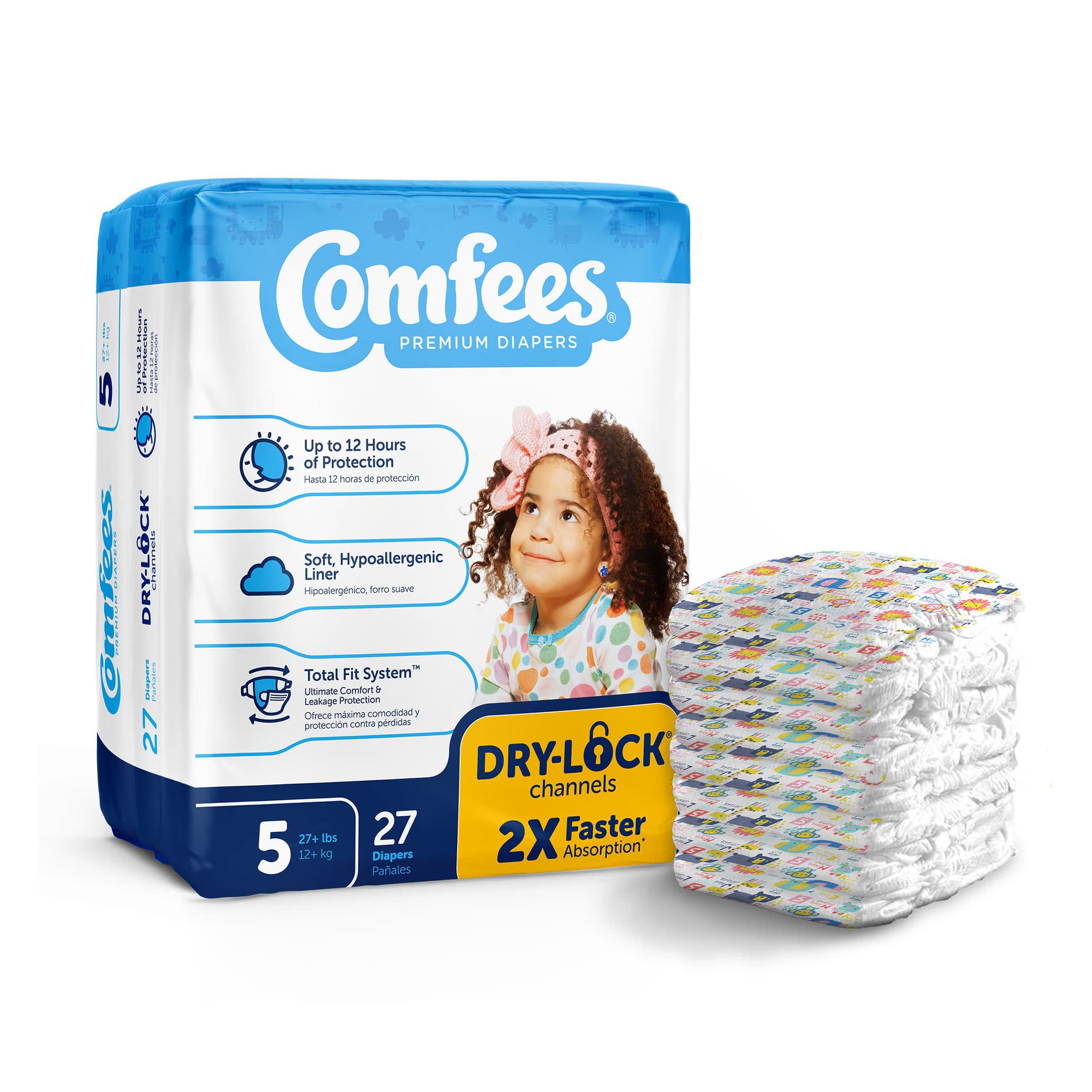 Comfees Premium Baby Diapers, Size 5 - Bag of 27 - Image 1