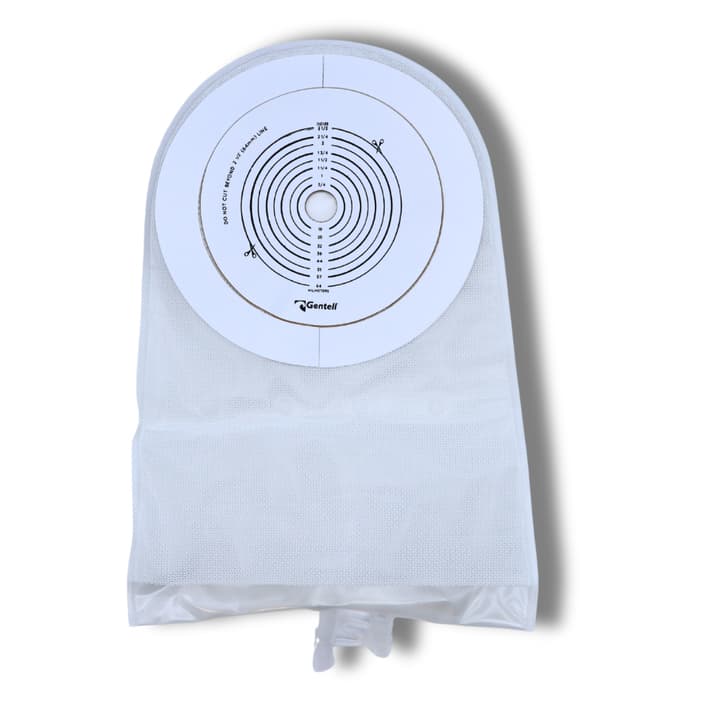 Gentell 1-Piece Drainable Urostomy Pouch, With Adhesive, Clear, 1-1/2 to 2-1/2 Inch - Box of 10 - Image 1