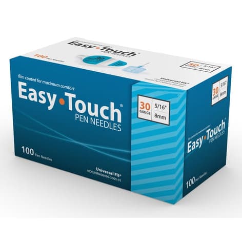 EasyTouch Insulin Pen Needle, 30G x 5/16 Inch - Box of 100 - Image 1