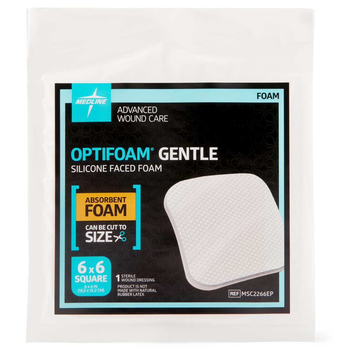 Optifoam Gentle Non-bordered Silicone-faced Foam Dressing, Sterile, 6 x 6 Inch - Each - Image 1