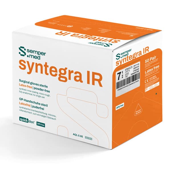 Sempermed Syntegra IR Latex Free Surgical Gloves, Size 7 - Case of 240 - Image 1