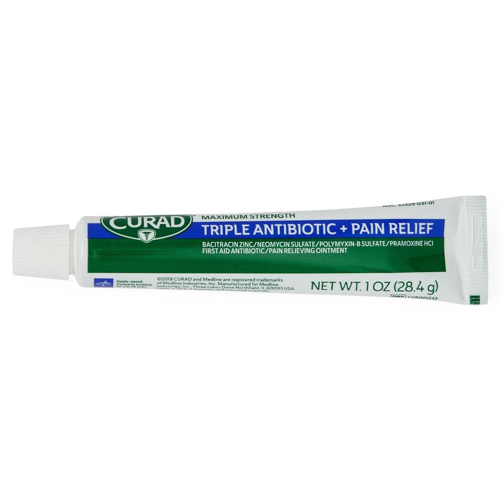 Medline CURAD Triple Antibiotic Plus Pain Relief Ointment, 1 oz - Image 2