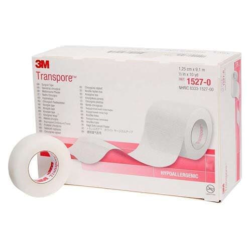 3M Transpore Waterproof Surgical Plastic Tape, 1/2 Inch x 10 Yard - Each - Image 1