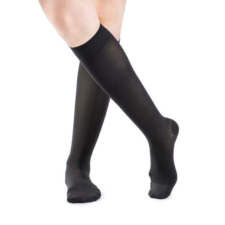 Sigvaris Women's Style Soft Opaque Calf-High Compression Socks, 20-30 mmHg, Closed Toe, Medium-Long, Black - Pair - Image 1