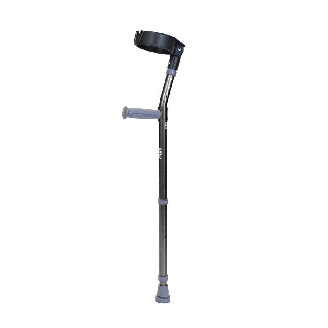 Walk Easy youth forearm height adjustable crutches with 4" full cuff (pair) - Granite grey - Image 1