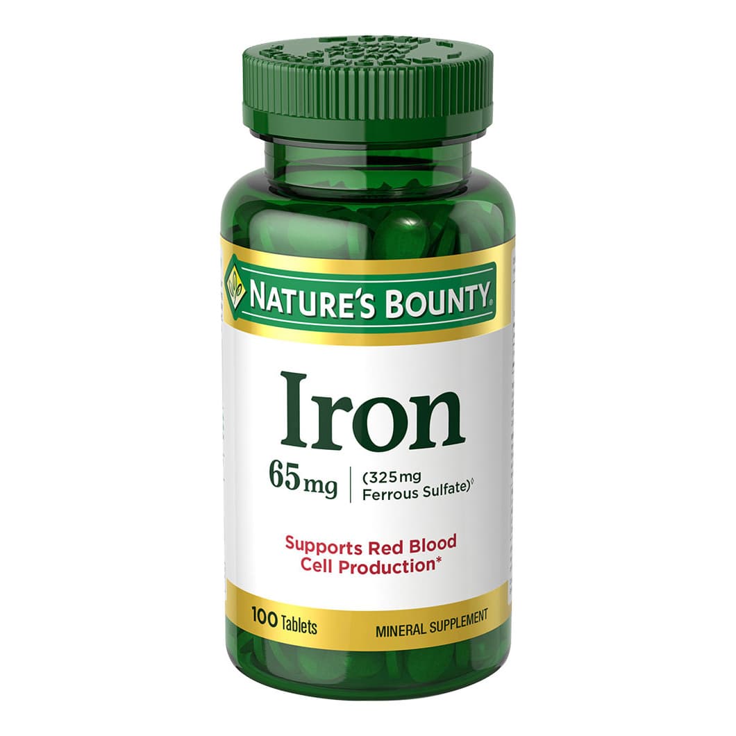 Nature's Bounty Iron Tablets, 65 mg - Bottle of 100