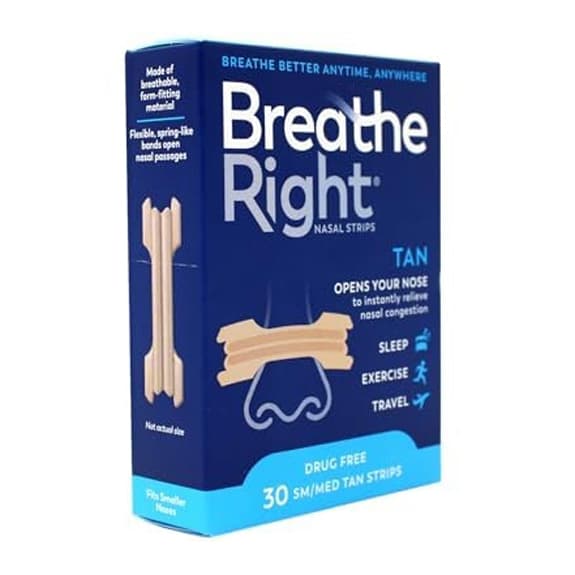 Breathe Right Nasal Strips, Small/Medium, Tan, 30 Count - Image 1
