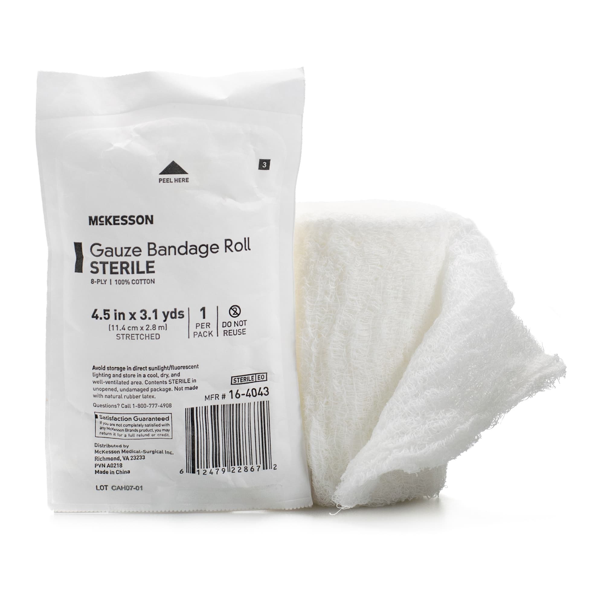 Fluff Bandage Roll White 4-1/2 Inch x 3-1/10 Yard 6-Ply Roll Shape - Image 1