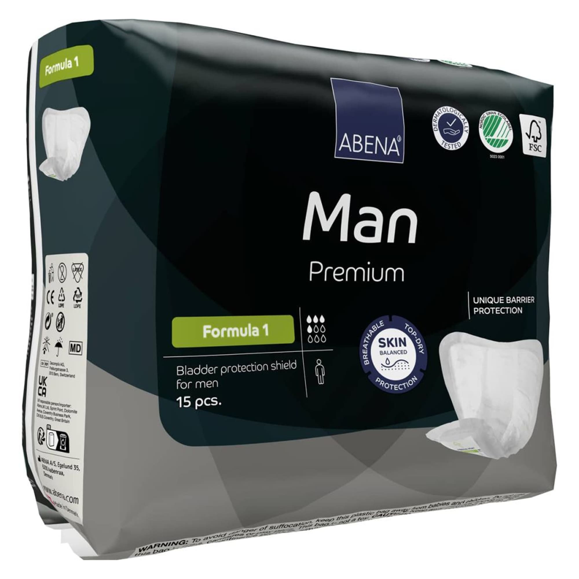 Abena Premium Man Bladder Control Pad, Formula 1 - Package of 15 - Image 1