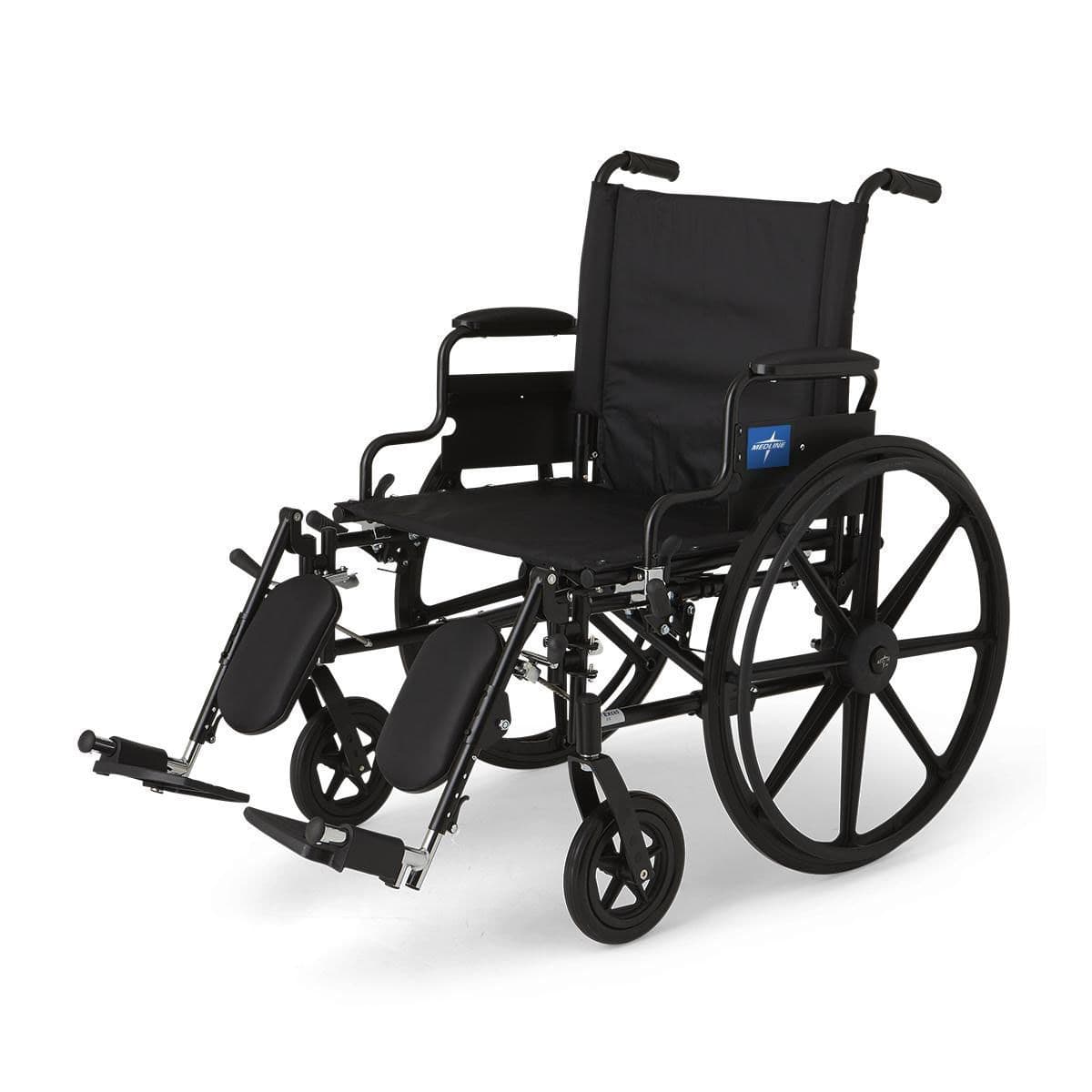 Medline Excel K4 lightweight wheelchair 22"W x 18"D with Desk-Length Arms and Elevating Leg Rests - Image 1