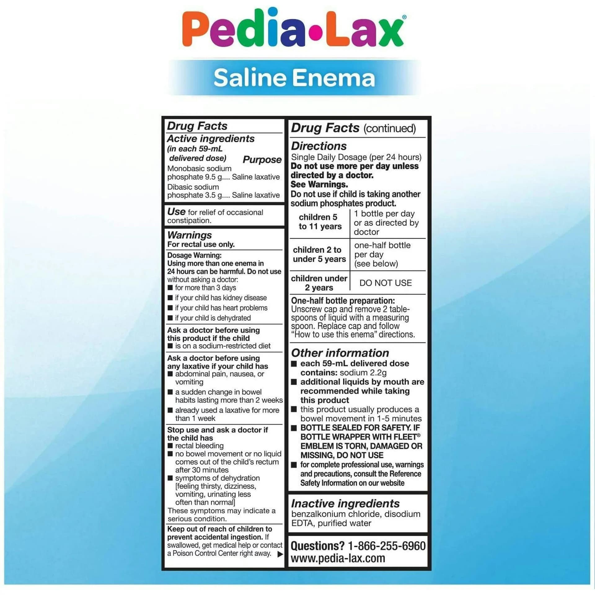 Pedia-Lax Rectal Saline Laxative Enema, 2.25 oz - Image 3