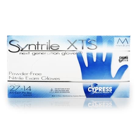 Syntrile XTS Exam Glove Blue Beaded Cuff 2 mil to 4 mil Range, Medium - Case of 2000 - Image 1