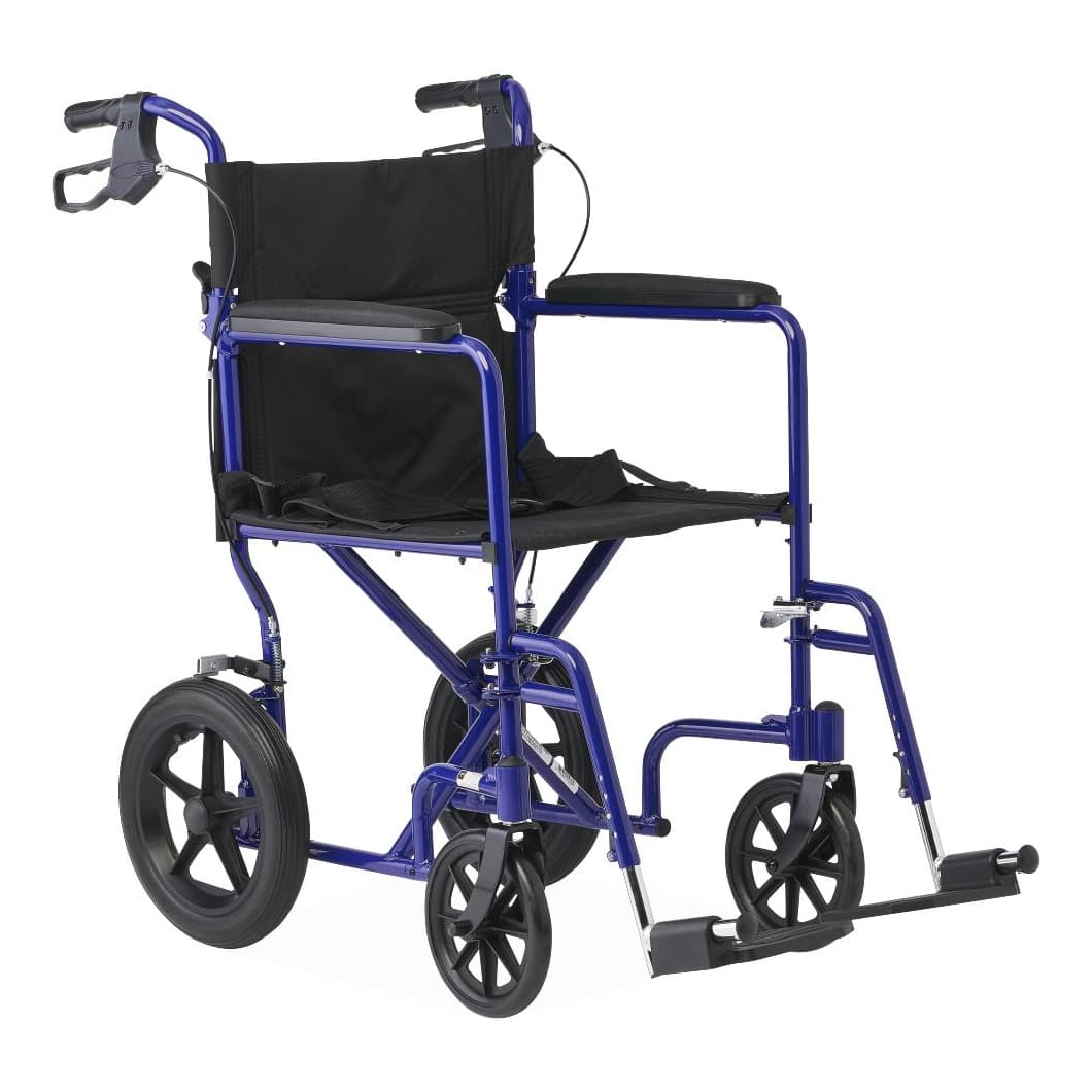 Medline Basic Aluminum Transport Chair With Wheels - Image 1