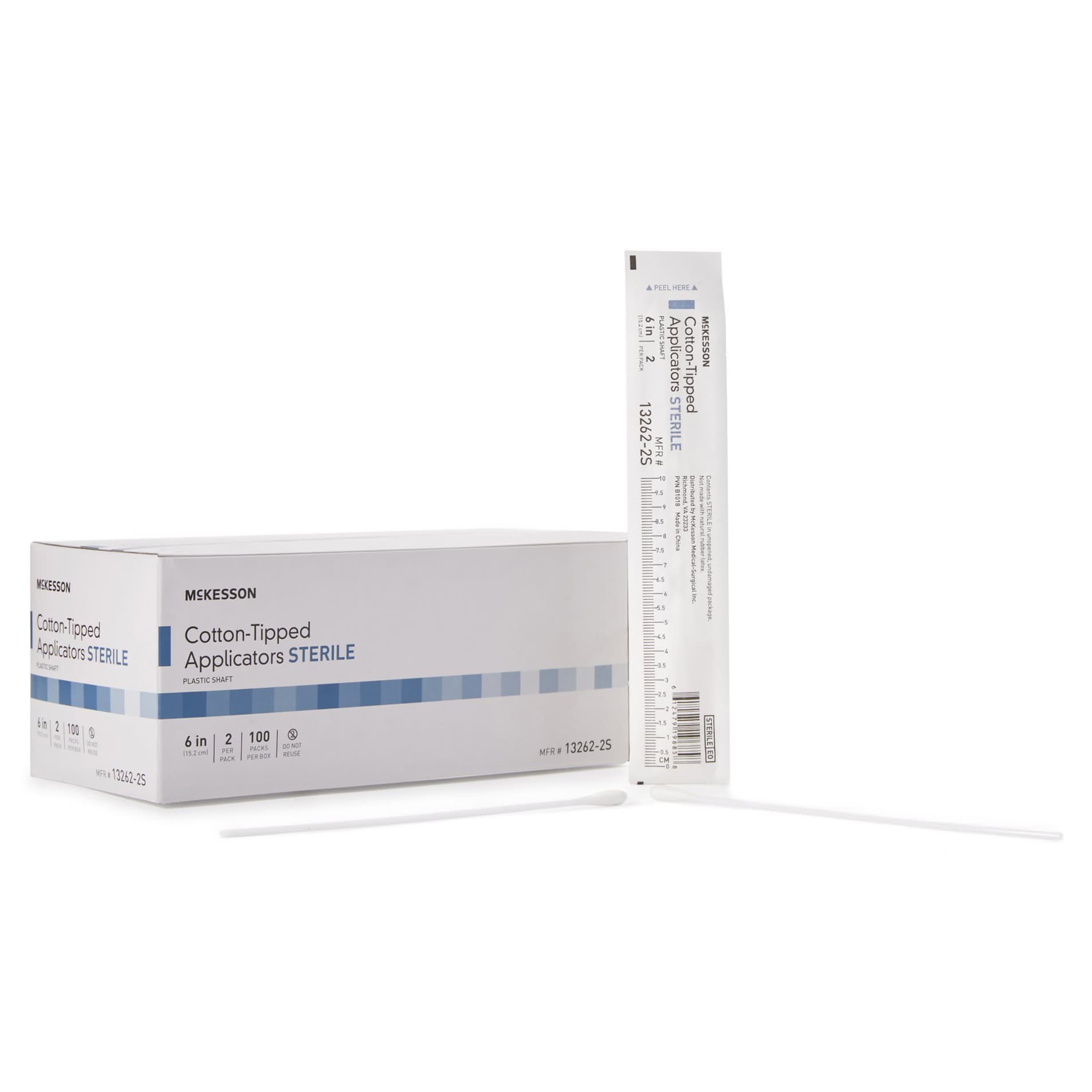 McKesson Swabstick Plastic Shaft Sterile Cotton Tip Single End Tip - Image 1