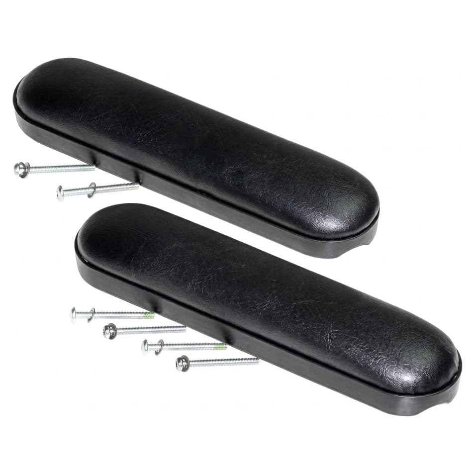 Invacare Desk Length Wheelchair Arm Pads with Screws, Black Vinyl Upholstery - Package of 2