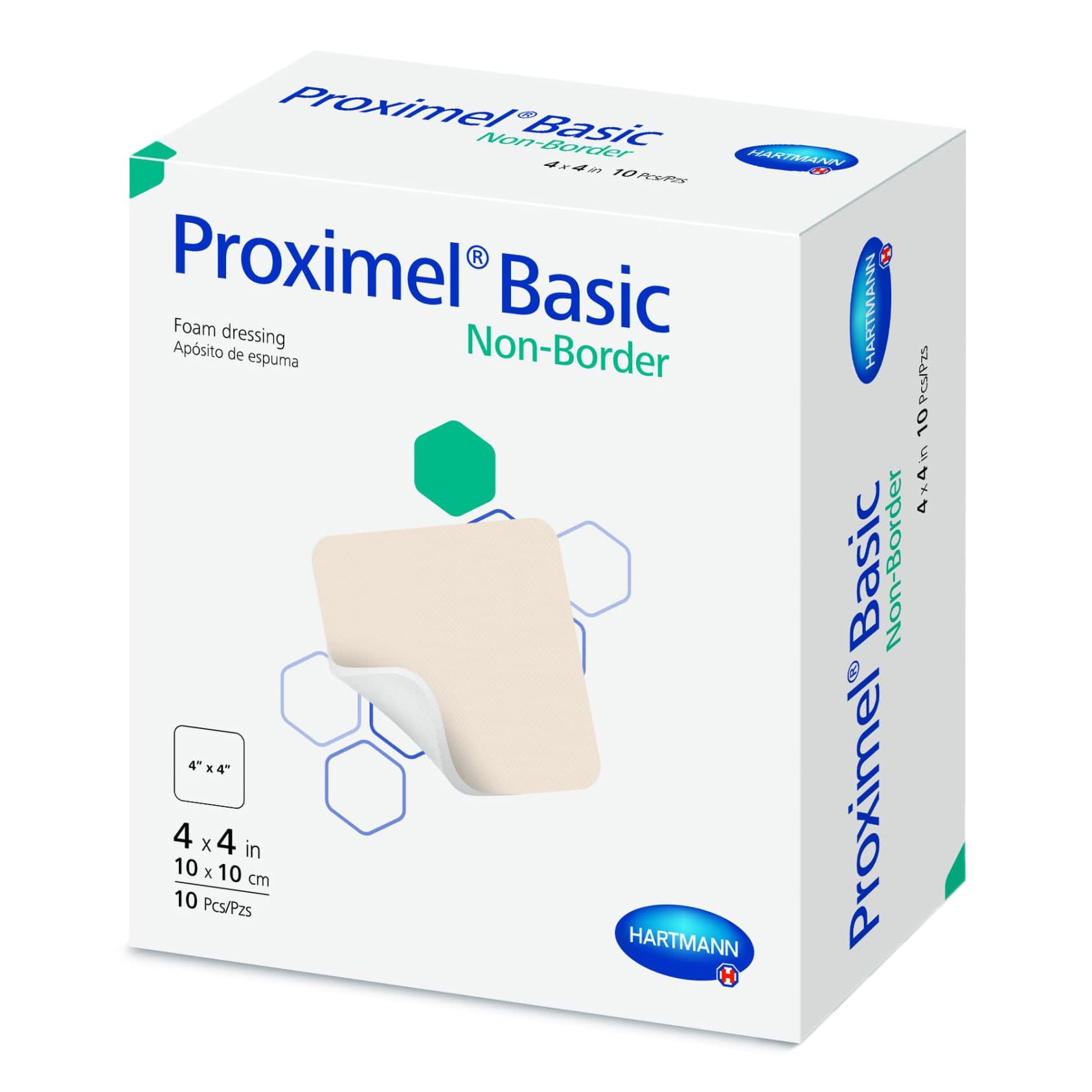 Proximel Basic Non-Border Two-Layer Polyurethane Foam Dressing, 4 X 4 Inch - Case Of 60 - Image 1