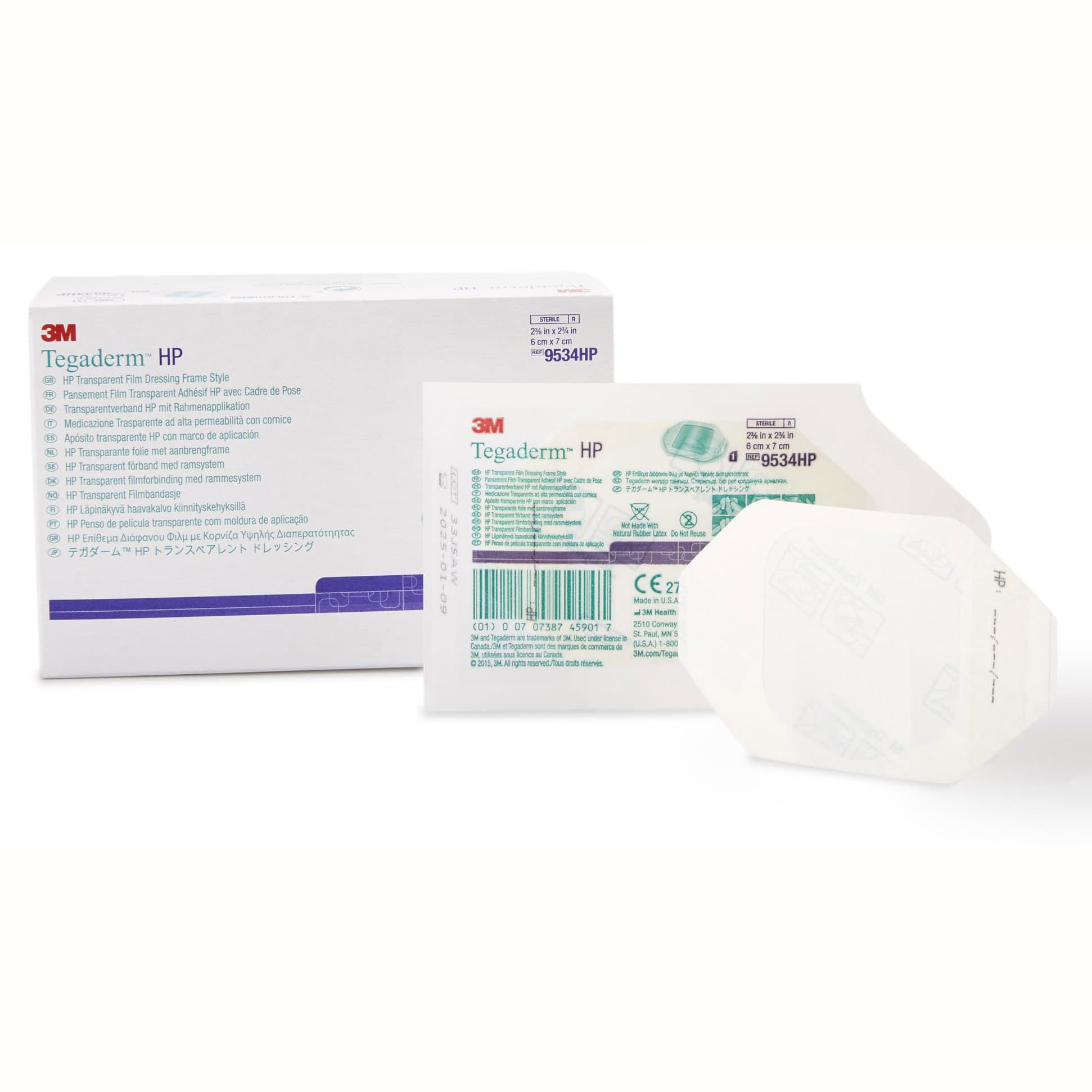 3M Tegaderm HP Transparent Film Dressing with Label, 2-3/8" x 2-3/4" - Case of 400 - Image 1