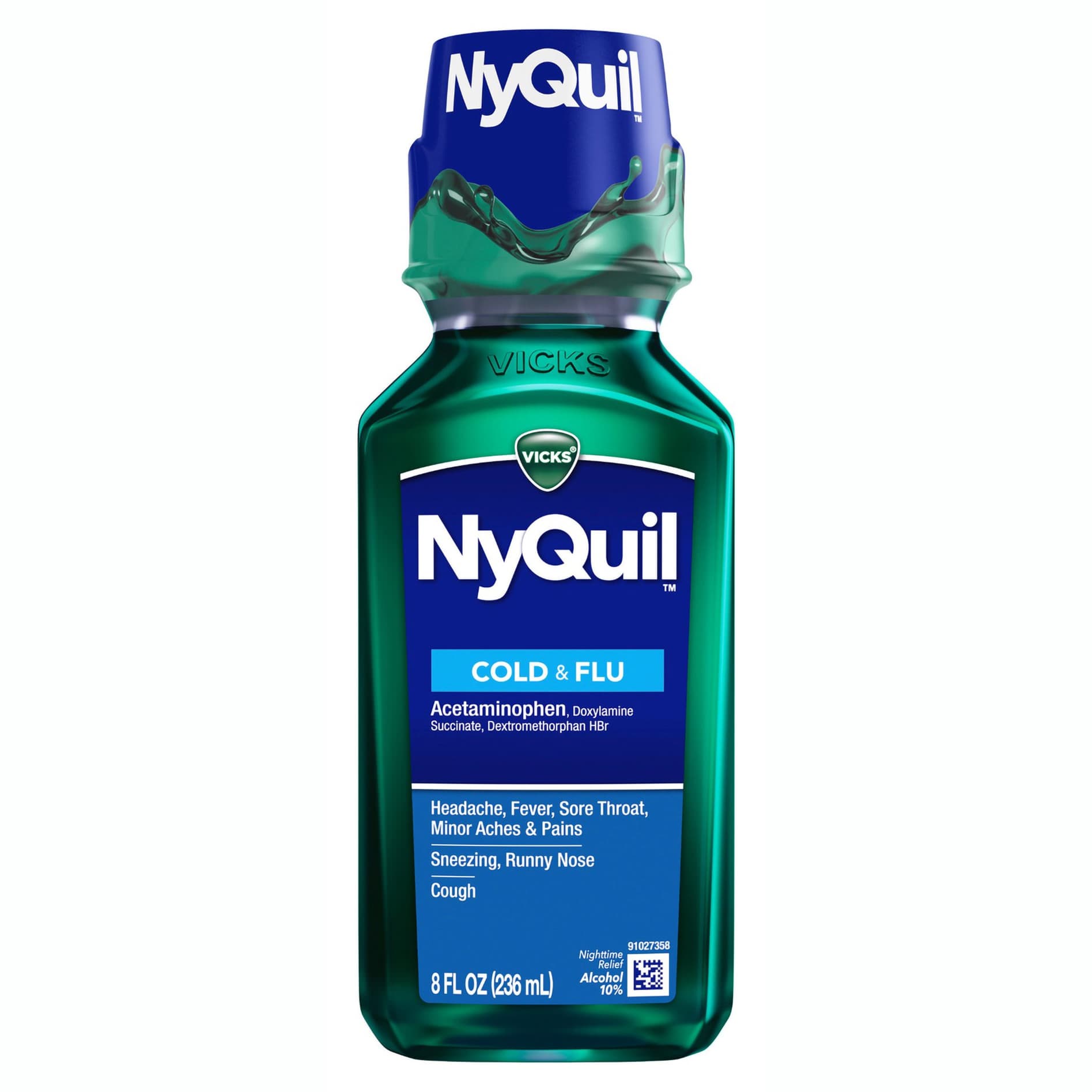 Vicks Nyquil Cold & Flu Nighttime Relief, Lavender, 8 oz - Each - Image 1