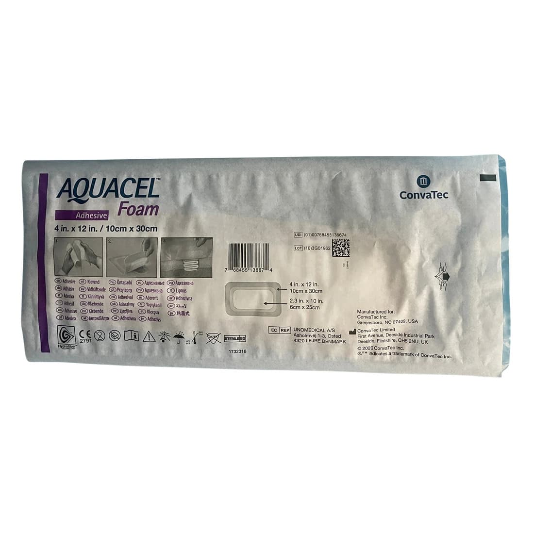 ConvaTec Aquacel Adhesive Foam Dressing, 4 x 12 Inch - Image 1