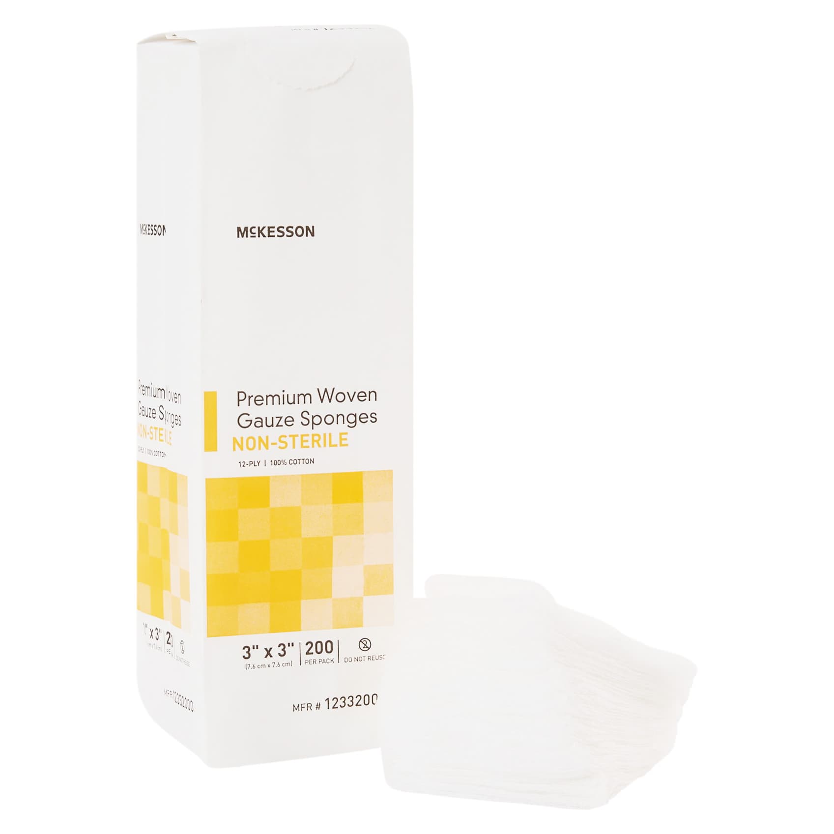 McKesson Woven Cotton Gauze Sponges, 12-Ply, 3 x 3 Inch - Case of 4000 - Image 1