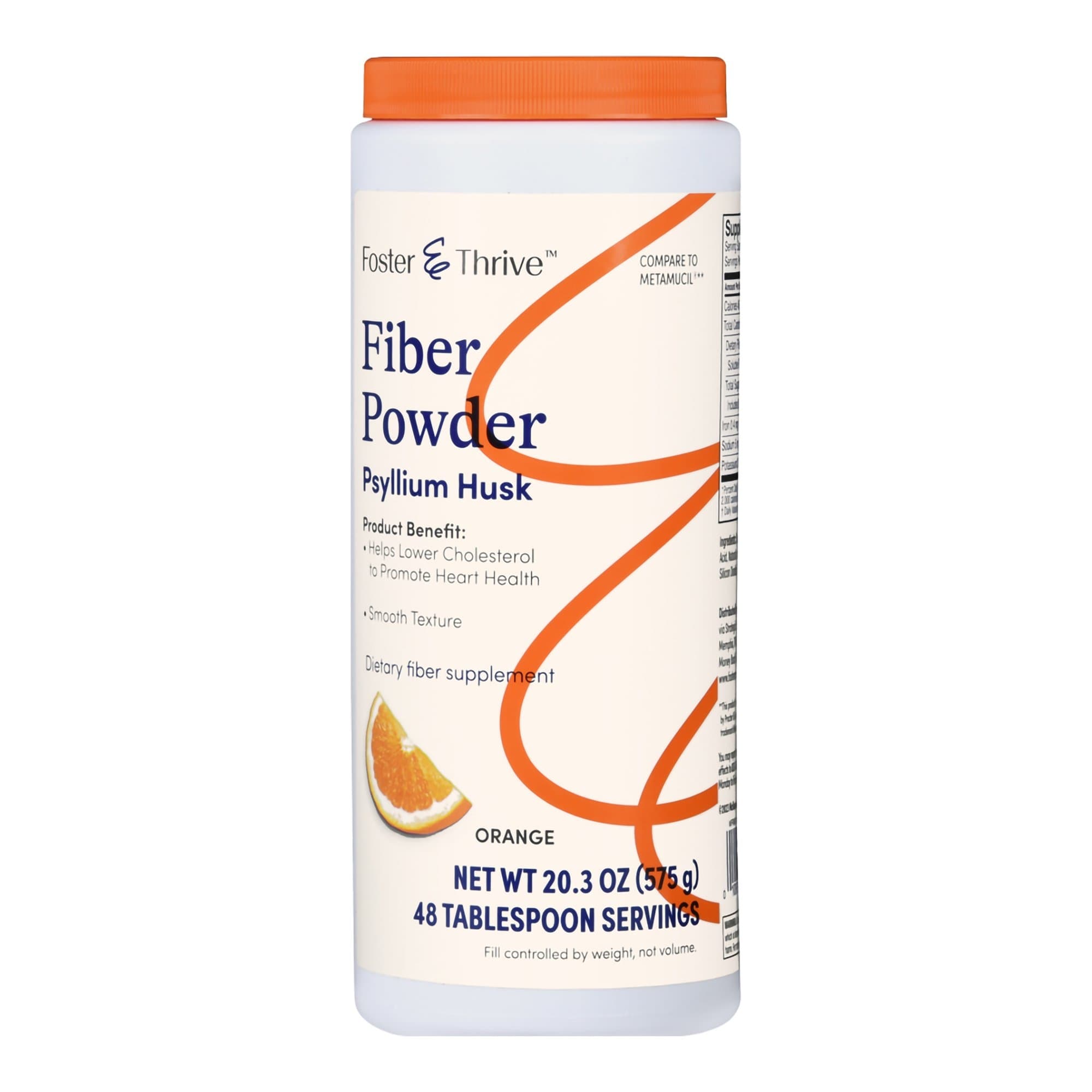 Foster & Thrive Psyllium Husk Fiber Supplement, Powder, Orange Flavor, 20.3 oz - Each - Image 1