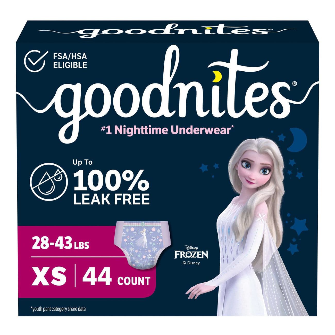 Goodnites Nighttime Underwear For Girls, Extra Small - Case of 44 - Image 1