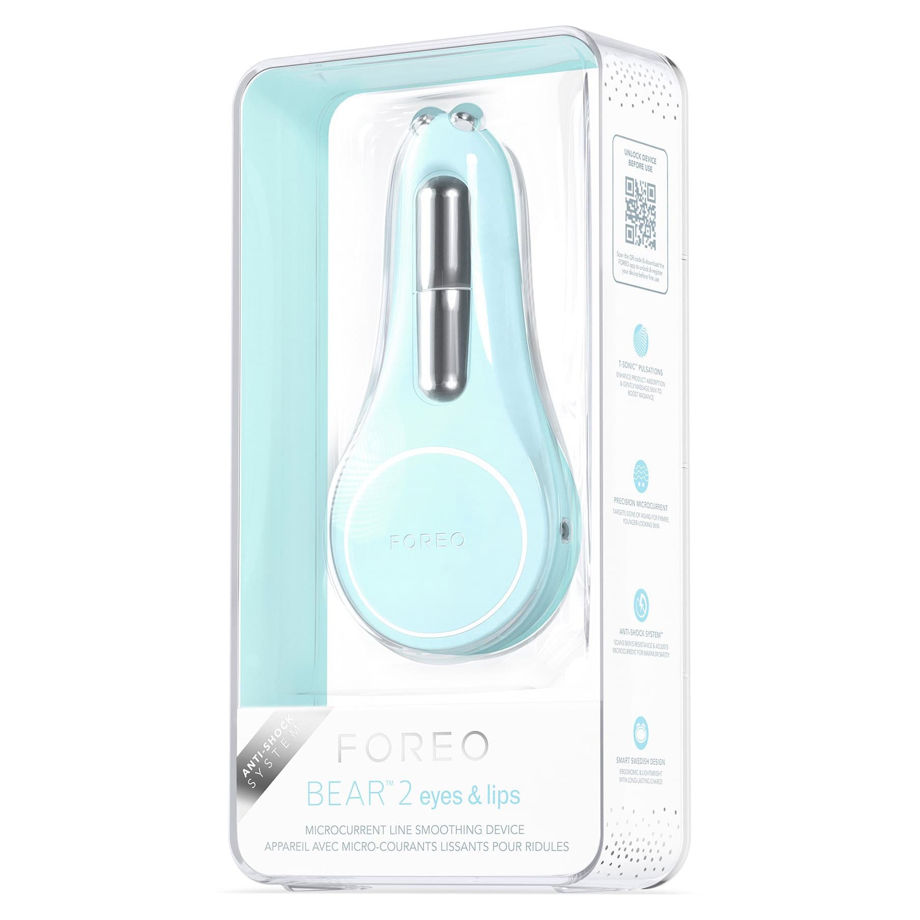 Foreo Inc BEAR 2 Eyes & Lips Microcurrent Facial Toning Device, Artic Blue - Each - Image 1