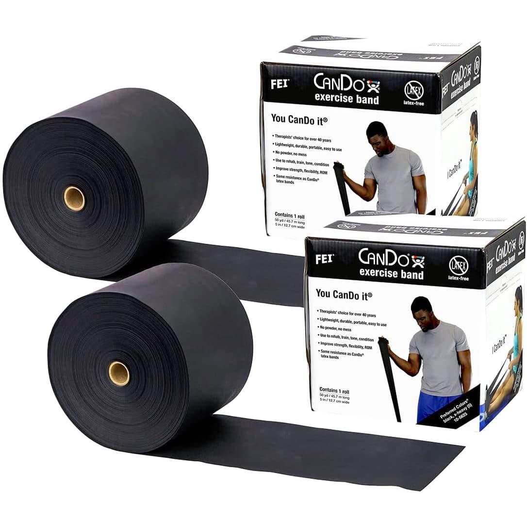 CanDo Twin-Pak Low Powder Exercise Band, Black, Extra Heavy - Image 1
