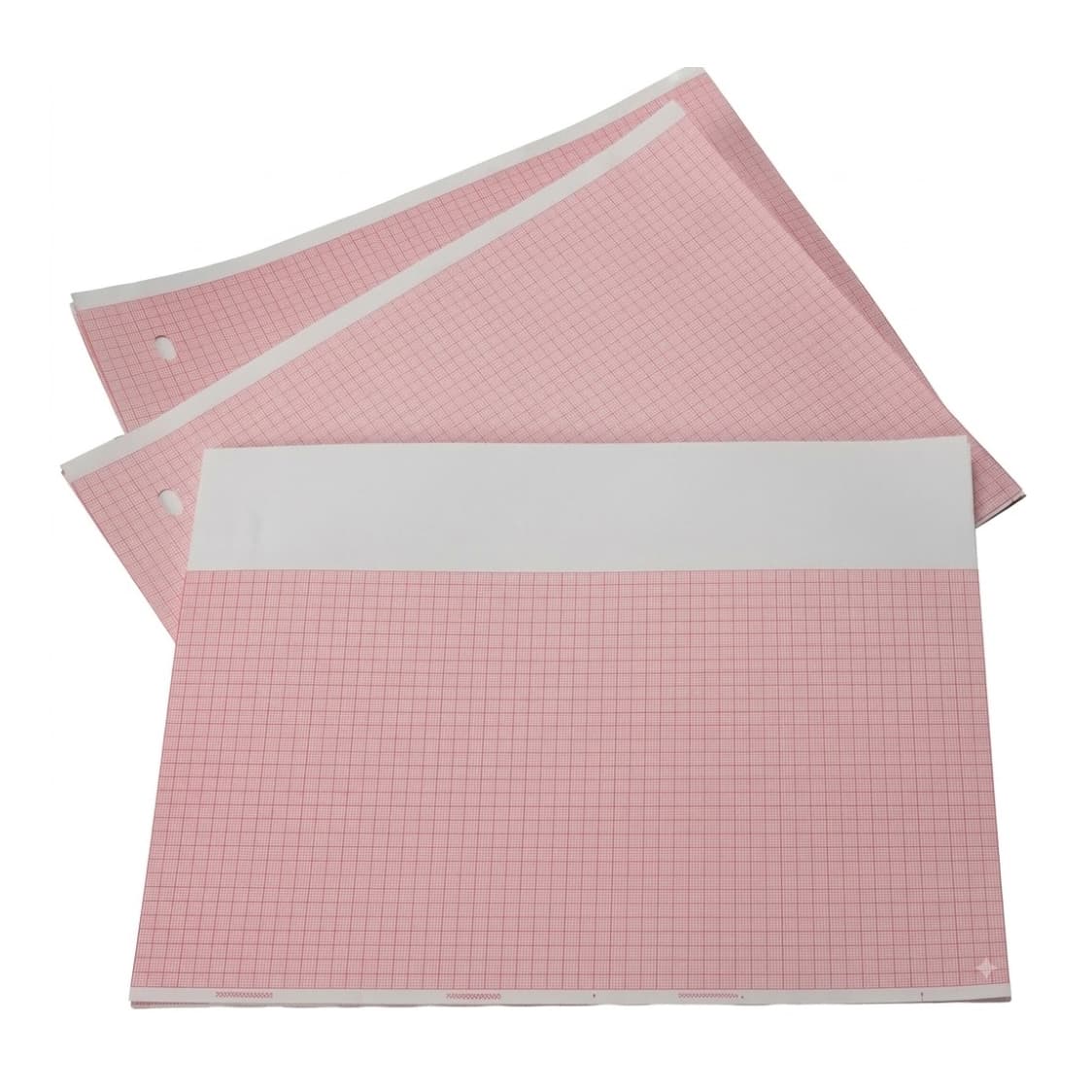 Marquette Z-Fold ECG Recording Chart Paper, Red Grid, 8.5" x 11" - Image 1