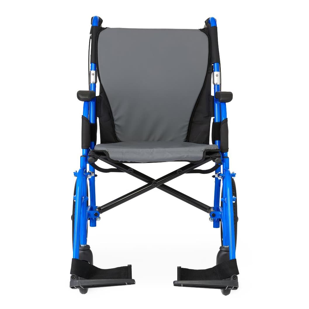 Medline Ultralight Foldable Transport Chair, Blue - 250 lbs weight capacity - Image 1