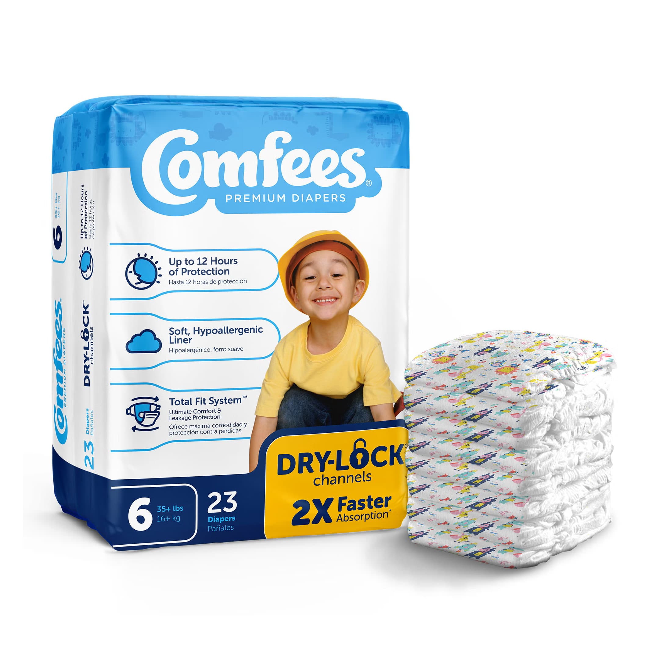 Comfees Premium Baby Diapers, Size 6 - Case of 92 - Image 1