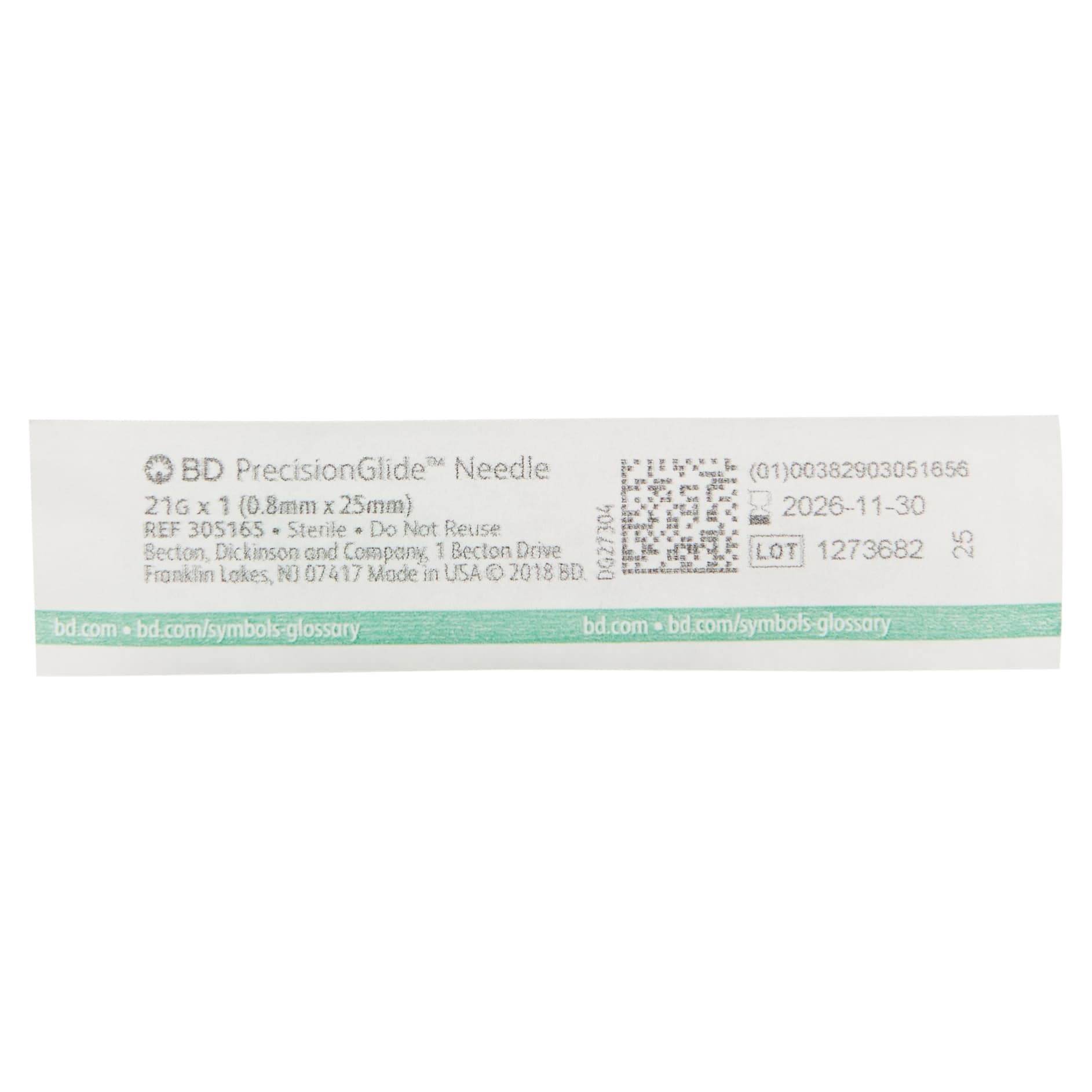 BD PrecisionGlide Hypodermic Needle, Regular Bevel 21G x 1" - Each - Image 1