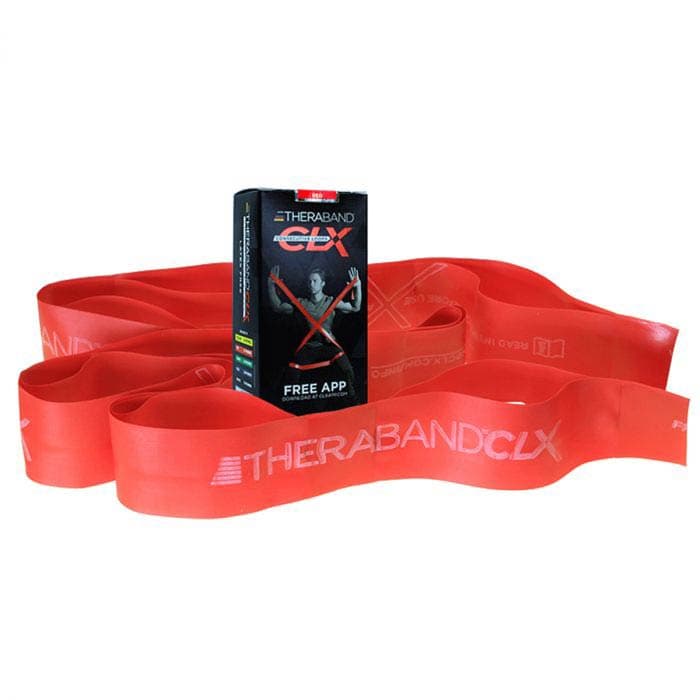 TheraBand CLX Resistance Band with Loops, 5 ft. Individual, Medium Red - Box of 24 - Image 1