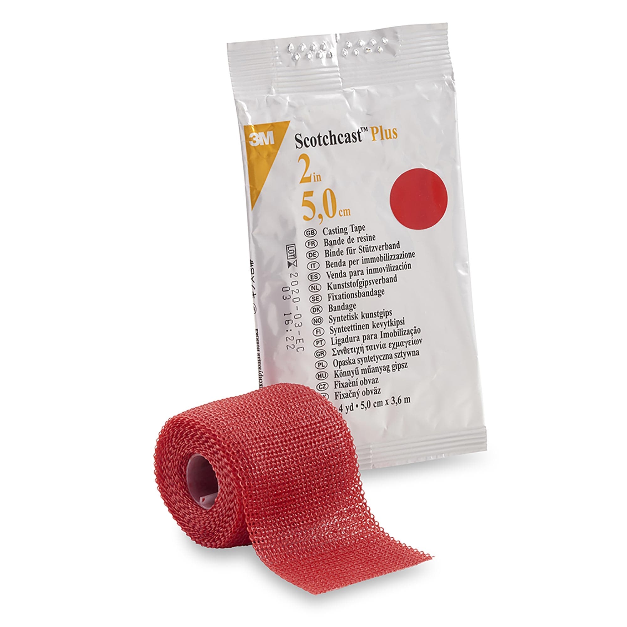3M Scotchcast Plus Cast Tape, 2 Inch X 4 Yard, Red - Each - Image 1
