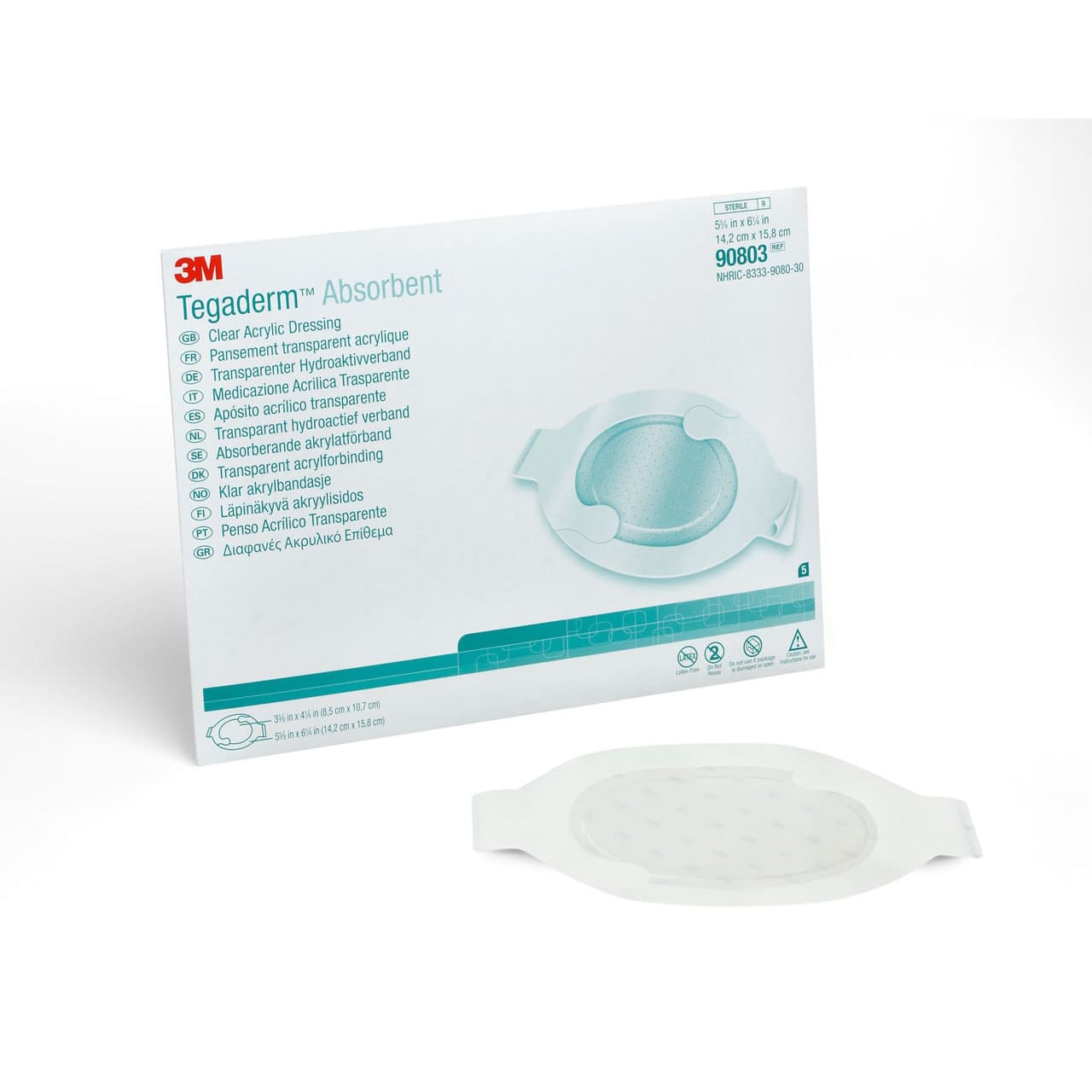 3M Tegaderm Clear Absorbent Acrylic Dressing, 5-3/5 x 6-1/4 Inch - Each - Image 1