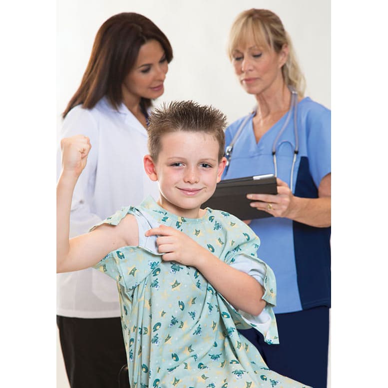 All Stars Pediatric Patient Exam Gown Without Cuff, Frog Green - Image 1