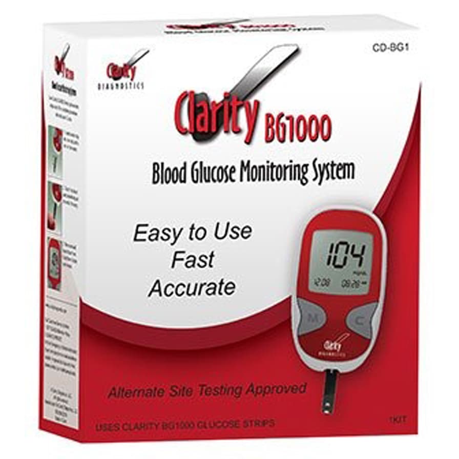 Clarity Diagnostics BG1000 Blood Glucose Meter, 1.0 to 2.0 Microliter - Image 1