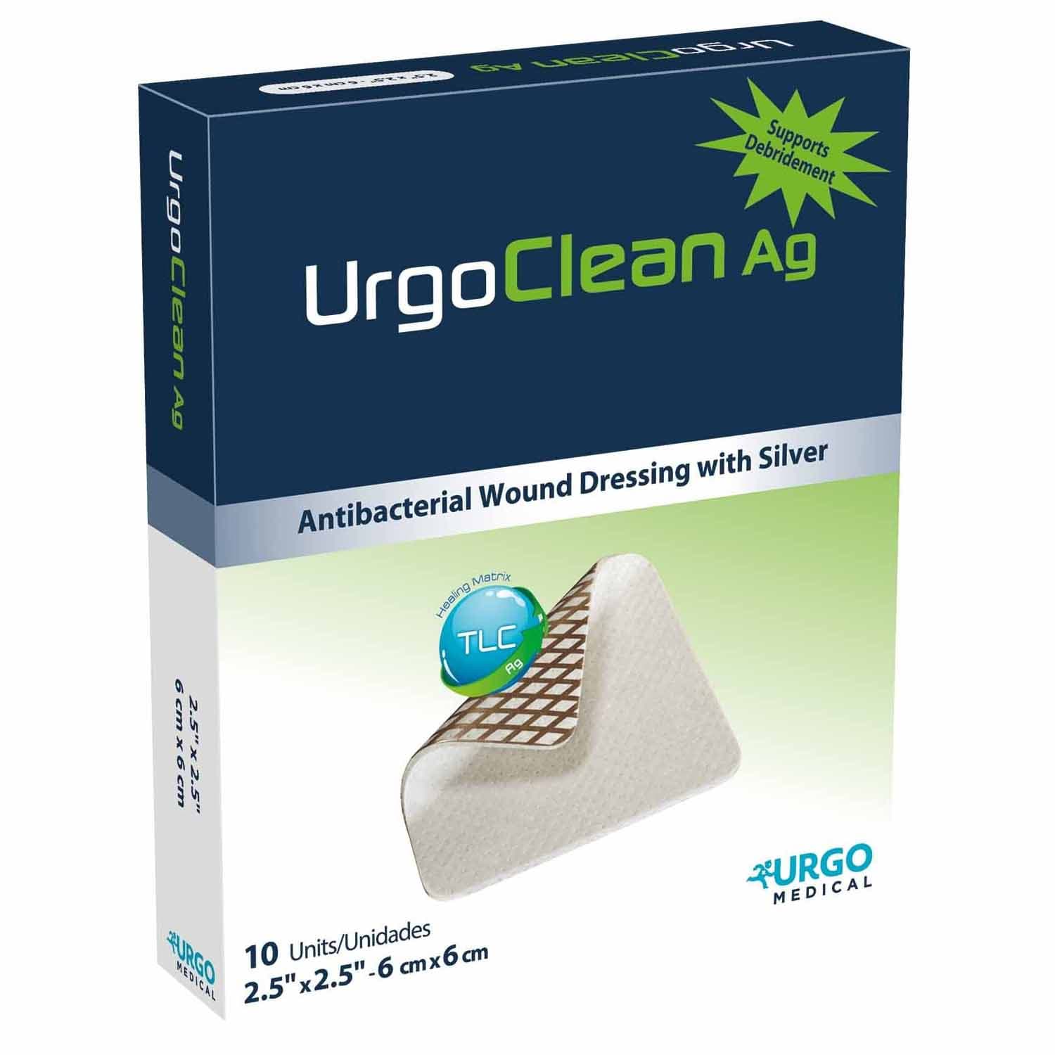 UrgoClean AG Silver Wound Dressing, 2.5 x 2.5 Inch - Box of 10 - Image 1