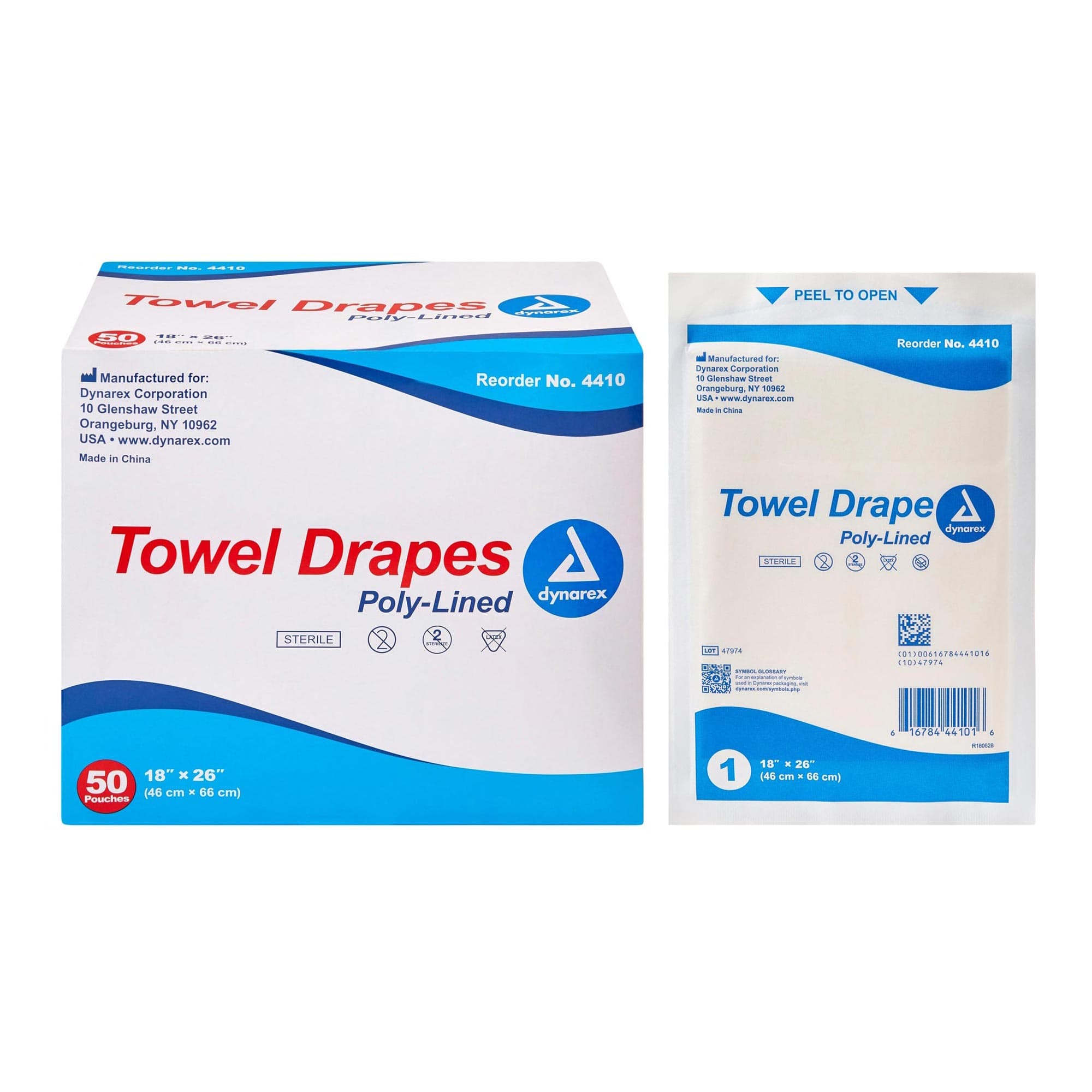 Dynarex Disposable Towel Drapes Fenestrated and Plain, Sterile - Image 1